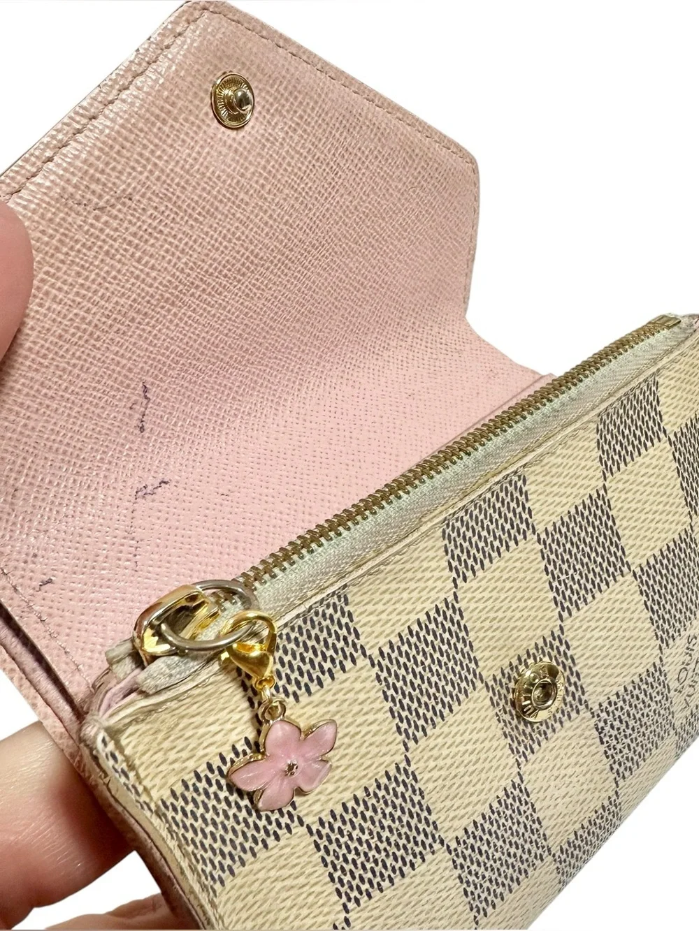 Louis Vuitton Damier Azur Victorine Leather Trifold Compact Wallet